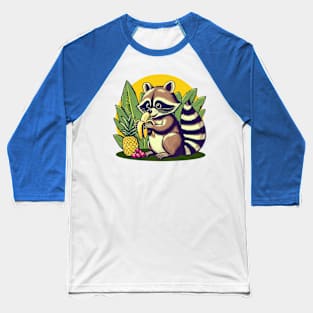 Raccoon Eating a Banana Baseball T-Shirt